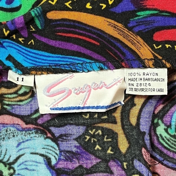 Y2K Tank dress bright multi print with three tier ruffle bottom. Sz 11 - Picture 3 of 7